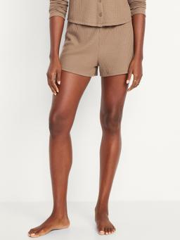 High-Waisted Cozy Waffle Pajama Shorts