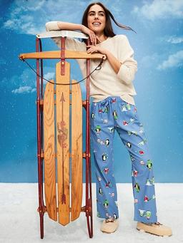 Mid-Rise Printed Flannel Pajama Pants for Women