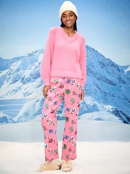 Mid-Rise Printed Flannel Pajama Pants for Women