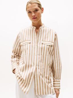 Collarless Poplin Shirt