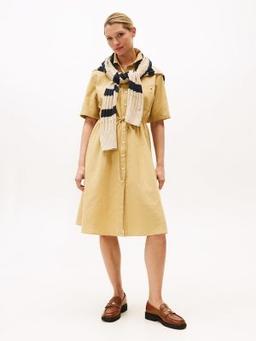 Linen-Cotton Blend Midi Shirtdress