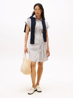 Stripe Dolman-Sleeve Shirtdress