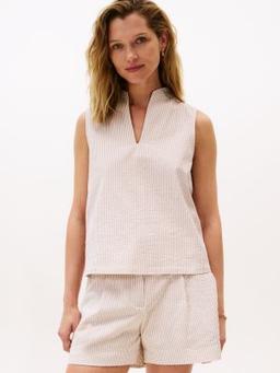 Stripe Sleeveless Seersucker Top