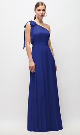 Draped One-Shoulder Maxi Dress with Scarf Bow