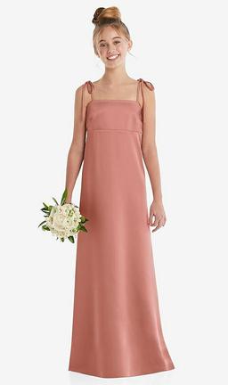 Tie Shoulder Empire Waist Junior Bridesmaid Dress