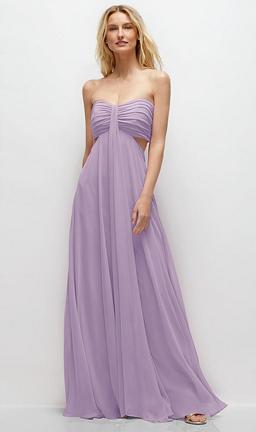 Strapless Empire Waist Cutout Maxi Dress with Covered Button Detail