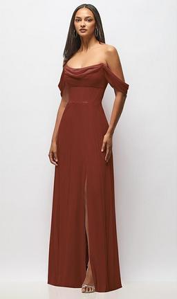 Chiffon Corset Maxi Dress with Removable Off-the-Shoulder Swags