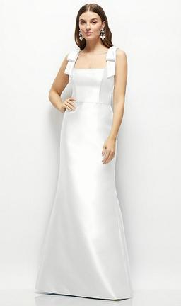 Satin Fit and Flare Maxi Dress with Shoulder Bows