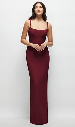 Corset Midriff Crepe Column Maxi Dress