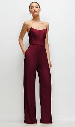 Strapless Cat-Eye Corset Crepe Wedding Jumpsuit