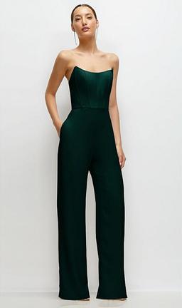 Strapless Cat-Eye Corset Crepe Wedding Jumpsuit