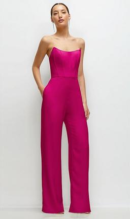 Strapless Cat-Eye Corset Crepe Wedding Jumpsuit