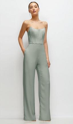 Strapless Cat-Eye Corset Crepe Wedding Jumpsuit