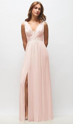 Sleeveless Draped Chiffon Maxi Dress with Front Slit