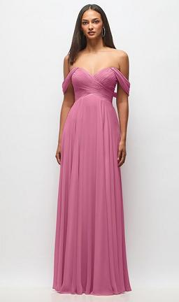 Off-the-Shoulder Draped Chiffon Maxi Dress