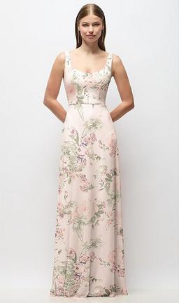 Scoop Neck Tank Strap Floral Chiffon Maxi Dress