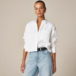 &Eacute;tienne cropped button-up shirt in embellished cotton poplin