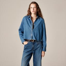 &Eacute;tienne cropped button-up shirt in embellished cotton poplin