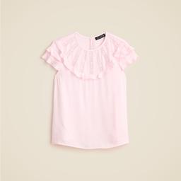 Flutter-sleeve shirt in crepe de chine