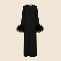 SLEEPER Suzi maxi dress with detachable feather boa
