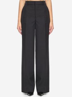 Pinstriped wool trousers