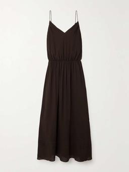 Jacaline draped silk crepe de chine maxi dress