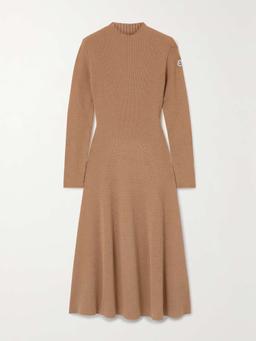 Ribbed wool-blend midi dress