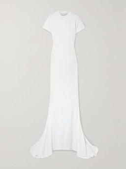 Embroidered stretch-cotton jersey maxi dress