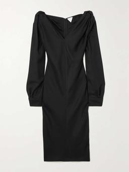 Cutout satin-drill dress