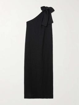 + NET SUSTAIN one-shoulder linen-blend gauze maxi dress