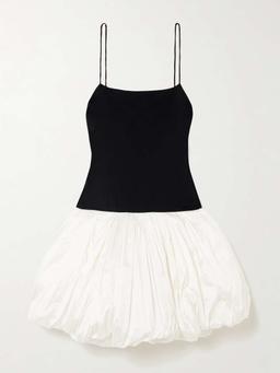 Ruched stretch-jersey and silk mini dress