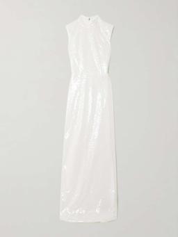 Sequined recycled-satin maxi dress
