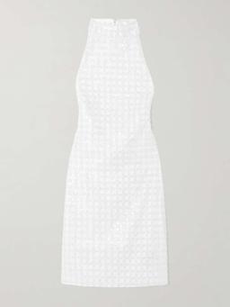 Embellished recycled-satin halterneck mini dress