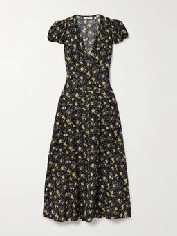 Rosalinda floral-print organic cotton-blend voile midi dress