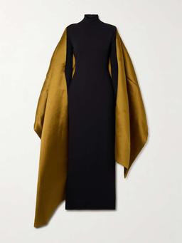 Lyana draped satin-twill and stretch-crepe maxi dress