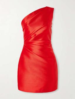 Nori one-shoulder satin-twill mini dress