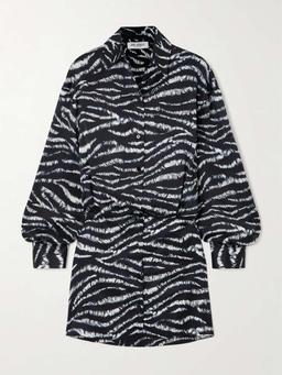 Silvye printed satin mini shirt dress