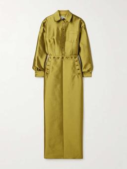 Sailor silk and wool-blend duchesse-satin maxi dress