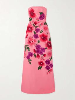 Strapless embellished silk-taffeta gown