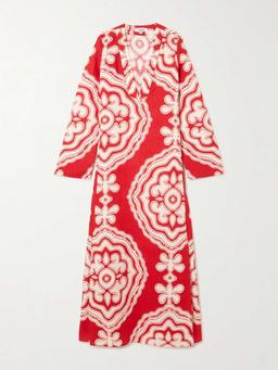 Theodora printed linen maxi dress