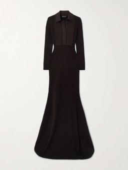Ribbed wool-blend polo gown