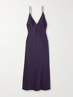 Barb open-back washed-satin midi dress