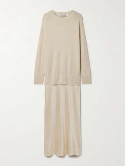 Monument cashmere and silk-satin maxi dress
