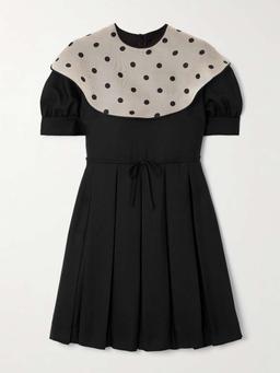 Polka-dot silk-shantung mini dress