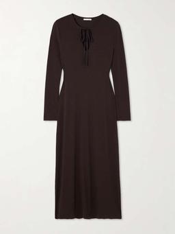 Namaari tie-detailed ribbed Pima cotton and modal-blend midi dress