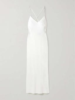 Shanna crystal-embellished satin-crepe midi dress