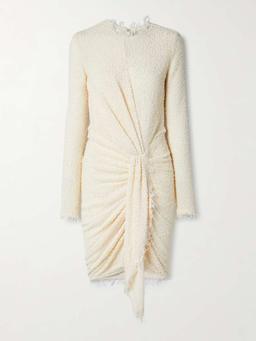 Ophelie frayed draped bouclé mini dress