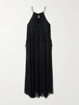 Alita ruffled tiered chiffon midi dress