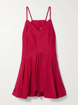 Danielle gathered organic cotton-blend voile mini dress