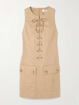 Lace-up cotton mini dress